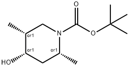 1-Piperidinecarboxylic acid, 4-hydroxy-2,5-dimethyl-, 1,1-dimethylethyl ester, (2R,4S,5R)-rel- Struktur