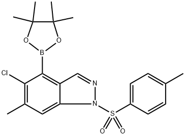1H-Indazole, 5-chloro-6-methyl-1-[(4-methylphenyl)sulfonyl]-4-(4,4,5,5-tetramethyl-1,3,2-dioxaborolan-2-yl)- 化学構造式