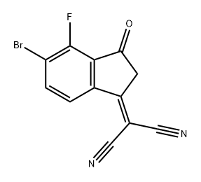 2-(5-溴-4-氟-3-氧代-2,3-二氢-1H-茚-1-亚基)丙二腈, 2653318-15-9, 结构式