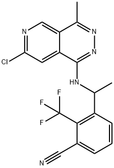 Benzonitrile, 3-[1-[(7-chloro-4-methylpyrido[3,4-d]pyridazin-1-yl)amino]ethyl]-2-(trifluoromethyl)- Structure