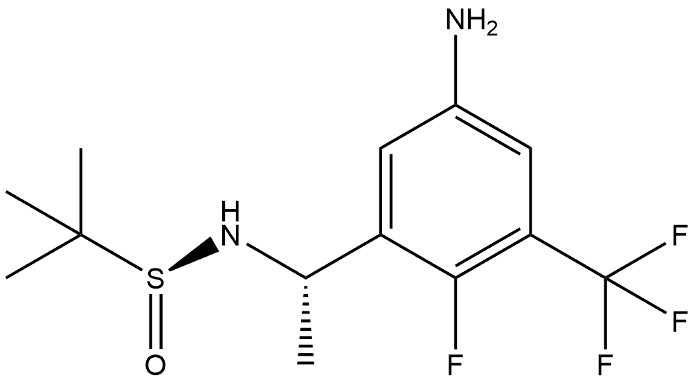 [S(S)]-N-[1-[5-Amino-2-fluoro-3-(trifluoromethyl)phenyl]ethyl]-2-methyl-2-propanesulfinamide Structure