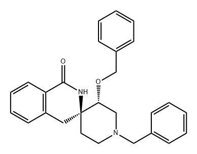 Spiro[isoquinoline-3(2H),4'-piperidin]-1(4H)-one, 3'-(phenylmethoxy)-1'-(phenylmethyl)-, (3R,3'R)-,2654759-13-2,结构式