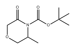 4-Morpholinecarboxylic acid, 3-methyl-5-oxo-, 1,1-dimethylethyl ester 化学構造式