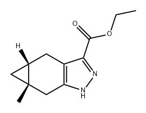 Cycloprop[f]indazole-3-carboxylic acid, 1,4,4a,5,5a,6-hexahydro-5a-methyl-, ethyl ester, (4aR,5aS)- Struktur