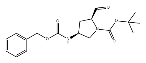 1-Pyrrolidinecarboxylic acid, 2-formyl-4-[[(phenylmethoxy)carbonyl]amino]-, 1,1-dimethylethyl ester, (2S,4S)- Structure