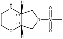rel-(4aR,7aS)-Octahydro-6-(methylsulfonyl)pyrrolo[3,4-b]-1,4-oxazine 化学構造式