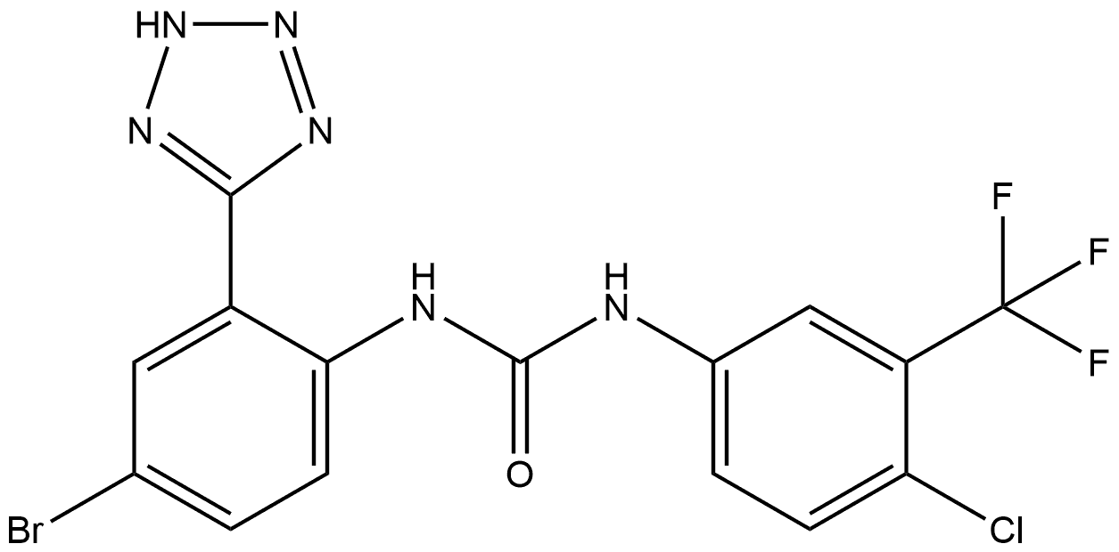 N-[4-Bromo-2-(2H-tetrazol-5-yl)phenyl]-N′-[4-chloro-3-(trifluoromethyl)phenyl]urea,265646-94-4,结构式