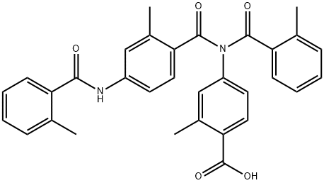 Benzoic acid, 2-methyl-4-[(2-methylbenzoyl)[2-methyl-4-[(2-methylbenzoyl)amino]benzoyl]amino]- Struktur