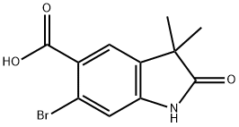 1H-Indole-5-carboxylic acid, 6-bromo-2,3-dihydro-3,3-dimethyl-2-oxo-|6-溴-2,3-二氢-3,3-二甲基-2-氧代-1H-吲哚-5-羧酸