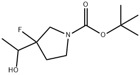 1,1-Dimethylethyl 3-fluoro-3-(1-hydroxyethyl)-1-pyrrolidinecarboxylate 化学構造式