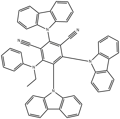 1,3-Benzenedicarbonitrile, 2,4,5-tri-9H-carbazol-9-yl-6-(ethylphenylamino)- 结构式