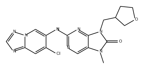 8H-Purin-8-one, 2-[(7-chloro[1,2,4]triazolo[1,5-a]pyridin-6-yl)amino]-7,9-dihydro-7-methyl-9-[(tetrahydro-3-furanyl)methyl]- 化学構造式