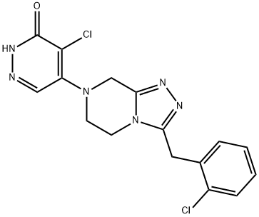 3(2H)-Pyridazinone, 4-chloro-5-[3-[(2-chlorophenyl)methyl]-5,6-dihydro-1,2,4-triazolo[4,3-a]pyrazin-7(8H)-yl]-,2665660-73-9,结构式