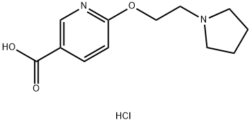 3-Pyridinecarboxylic acid, 6-[2-(1-pyrrolidinyl)ethoxy]-, hydrochloride (1:1) Struktur