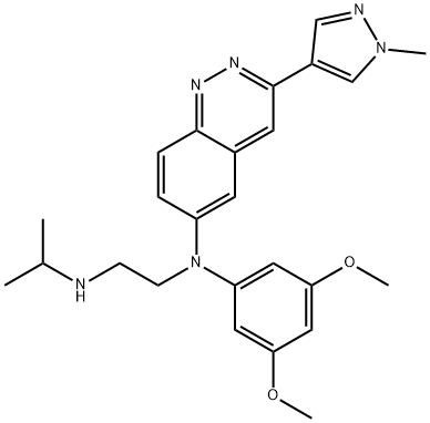 1,2-Ethanediamine, N1-(3,5-dimethoxyphenyl)-N2-(1-methylethyl)-N1-[3-(1-methyl-1H-pyrazol-4-yl)-6-cinnolinyl]- 化学構造式