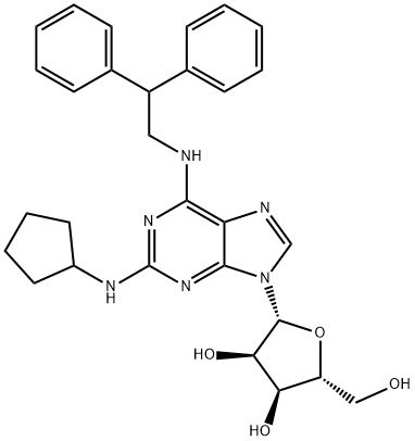 (2R,3R,4S,5R)-2-(2-(Cyclopentylamino)-6-((2,2-diphenylethyl)amino)-9H-purin-9-yl)-5-(hydroxymethyl)tetrahydrofuran-3,4-diol Structure