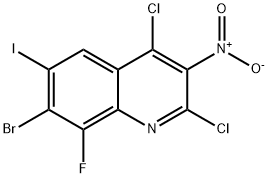Quinoline, 7-bromo-2,4-dichloro-8-fluoro-6-iodo-3-nitro- 化学構造式