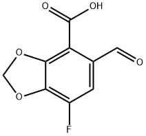 7-Fluoro-5-formyl-1,3-benzodioxole-4-carboxylic acid 化学構造式