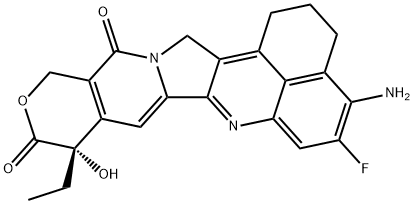 10H,13H-Benzo[de]pyrano[3',4':6,7]indolizino[1,2-b]quinoline-10,13-dione, 4-amino-9-ethyl-5-fluoro-1,2,3,9,12,15-hexahydro-9-hydroxy-, (9S)-,2671770-58-2,结构式