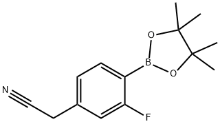 Benzeneacetonitrile, 3-fluoro-4-(4,4,5,5-tetramethyl-1,3,2-dioxaborolan-2-yl)- Struktur