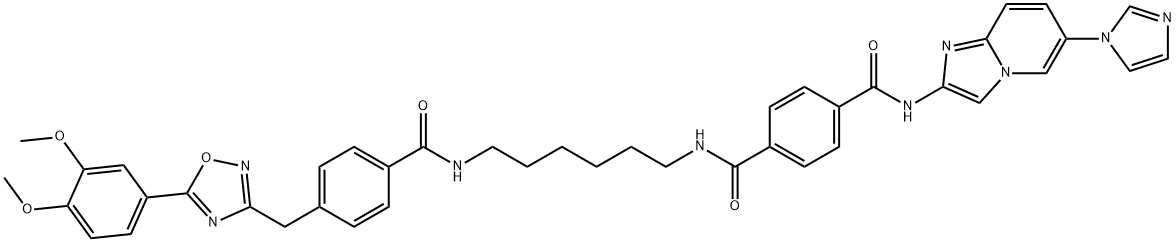 1,4-Benzenedicarboxamide, N1-[6-[[4-[[5-(3,4-dimethoxyphenyl)-1,2,4-oxadiazol-3-yl]methyl]benzoyl]amino]hexyl]-N4-[6-(1H-imidazol-1-yl)imidazo[1,2-a]pyridin-2-yl]-|