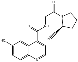 4-Quinolinecarboxamide, N-[2-[(2S)-2-cyano-1-pyrrolidinyl]-2-oxoethyl]-6-hydroxy- 化学構造式