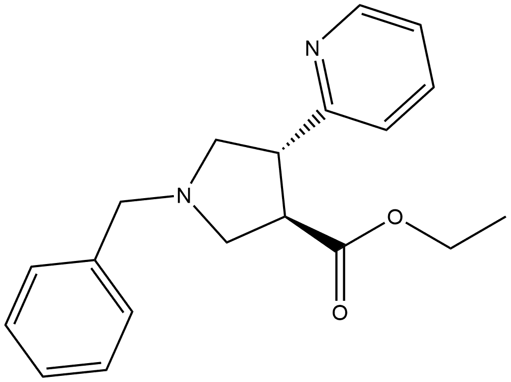 rel-Ethyl (3R,4R)-1-(phenylmethyl)-4-(2-pyridinyl)-3-pyrrolidinecarboxylate Structure