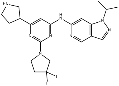 1H-Pyrazolo[4,3-c]pyridin-6-amine, N-[2-(3,3-difluoro-1-pyrrolidinyl)-6-(3-pyrrolidinyl)-4-pyrimidinyl]-1-(1-methylethyl)-,2680616-96-8,结构式