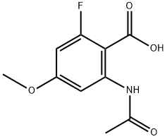 2-乙酰氨基-6-氟-4-甲氧基苯甲酸, 2680750-73-4, 结构式