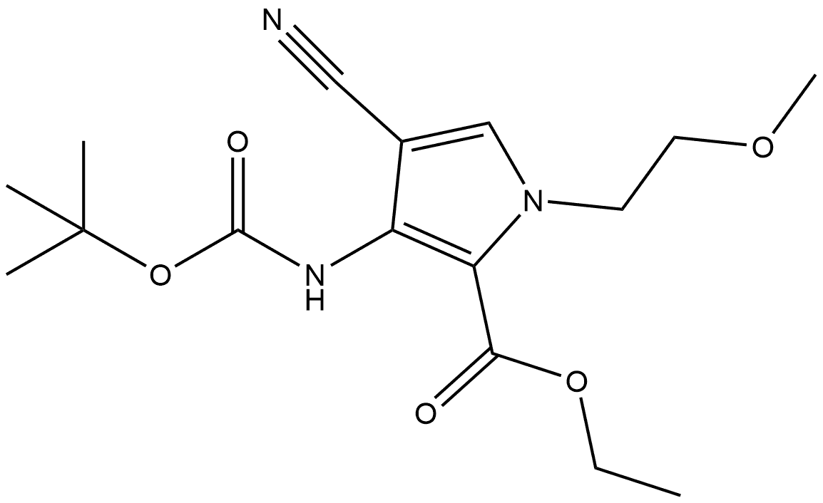 1H-Pyrrole-2-carboxylic acid, 4-cyano-3-[[(1,1-dimethylethoxy)carbonyl]amino]-1-(2-methoxyethyl)-, ethyl ester Structure