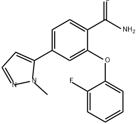 2-(2-氟苯氧基)-4-(1-甲基-1H-吡唑-5-基)苯甲酰胺 结构式
