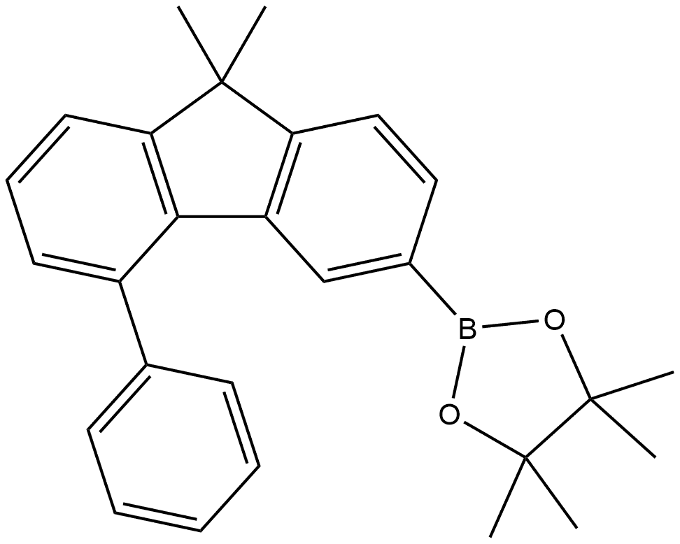 2-(9,9-Dimethyl-5-phenyl-9H-fluoren-3-yl)-4,4,5,5-tetramethyl-1,3,2-dioxaborolane 结构式