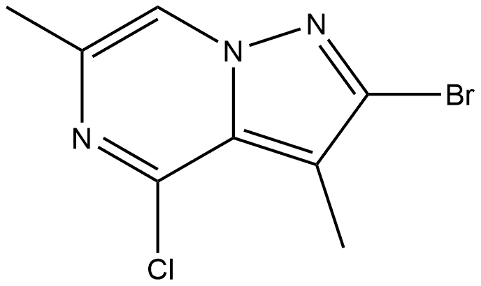 2-Bromo-4-chloro-3,6-dimethylpyrazolo[1,5-a]pyrazine 化学構造式