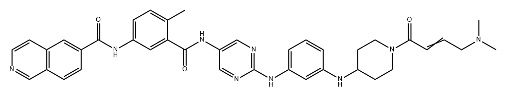 6-Isoquinolinecarboxamide, N-[3-[[[2-[[3-[[1-[4-(dimethylamino)-1-oxo-2-buten-1-yl]-4-piperidinyl]amino]phenyl]amino]-5-pyrimidinyl]amino]carbonyl]-4-methylphenyl]-,2694871-86-6,结构式