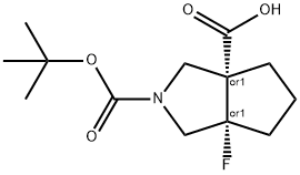 Cyclopenta[c]pyrrole-2,3a(1H,4H)-dicarboxylic acid, 6a-fluorotetrahydro-, 2-(1,1-dimethylethyl) ester, (3aR,6aS)-rel- 结构式