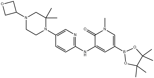 2696453-81-1 3-[[5-[2,2-Dimethyl-4-(3-oxetanyl)-1-piperazinyl]-2-pyridinyl]amino]-1-methyl-5-(4,4,5,5-tetramethyl-1,3,2-dioxaborolan-2-yl)-2(1H)-pyridinone