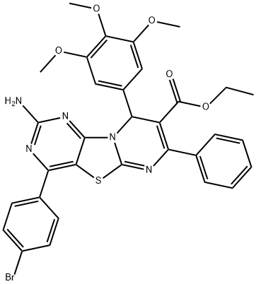 2697171-03-0 9H-Pyrimido[4',5':4,5]thiazolo[3,2-a]pyrimidine-8-carboxylic acid, 2-amino-4-(4-bromophenyl)-7-phenyl-9-(3,4,5-trimethoxyphenyl)-, ethyl ester