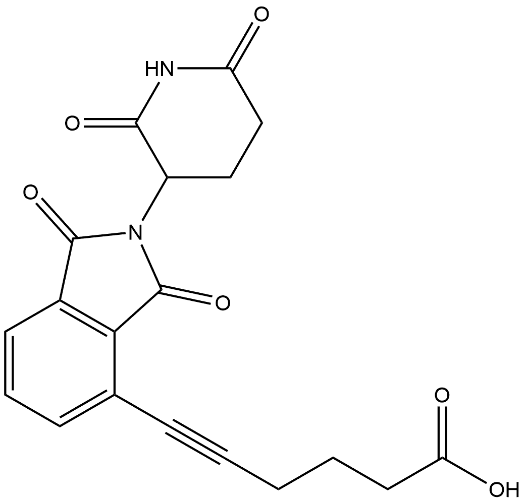 6-[2-(2,6-Dioxo-3-piperidinyl)-2,3-dihydro-1,3-dioxo-1H-isoindol-4-yl]-5-hexynoic acid (ACI) 化学構造式