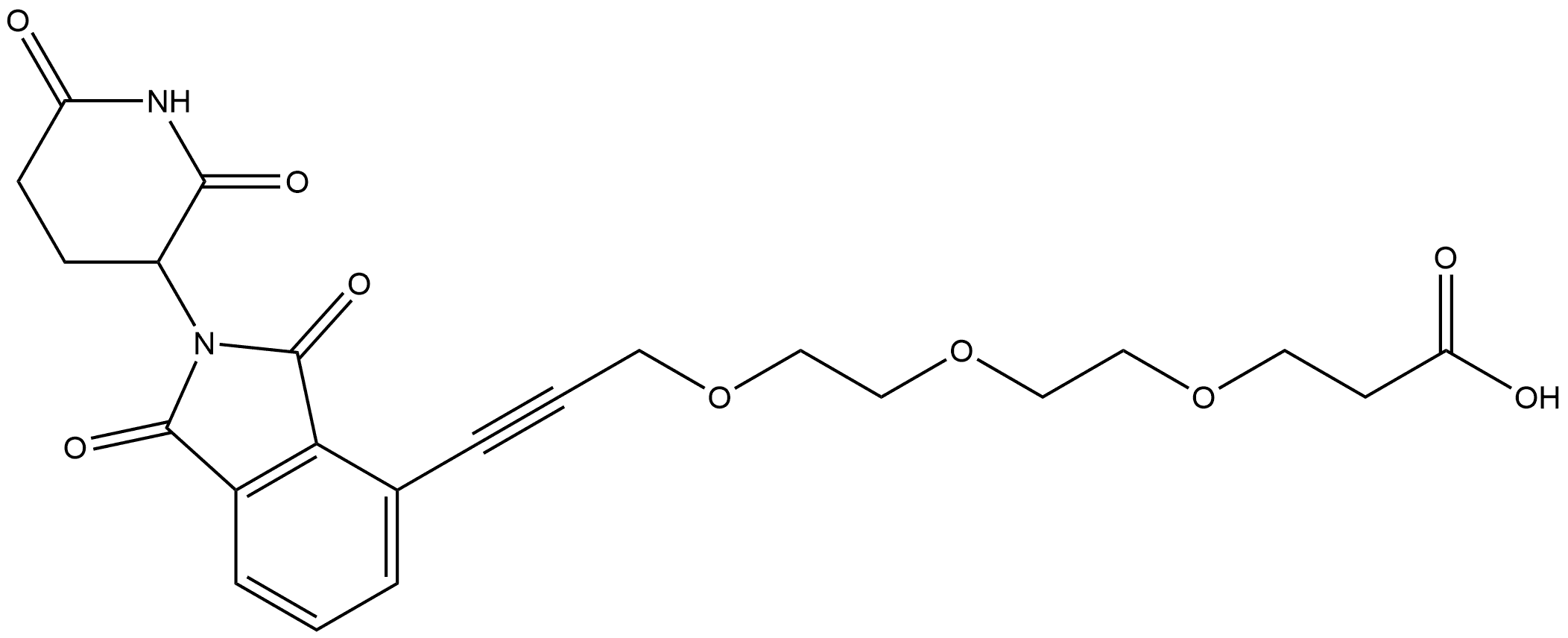 3-[2-[2-[[3-[2-(2,6-Dioxo-3-piperidinyl)-2,3-dihydro-1,3-dioxo-1H-isoindol-4-yl]-2-propyn-1-yl]oxy]ethoxy]ethoxy]propanoic acid (ACI) Struktur