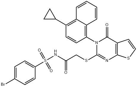 2700292-02-8 Acetamide, N-[(4-bromophenyl)sulfonyl]-2-[[3-(4-cyclopropyl-1-naphthalenyl)-3,4-dihydro-4-oxothieno[2,3-d]pyrimidin-2-yl]thio]-