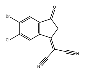 Propanedinitrile, 2-(5-bromo-6-chloro-2,3-dihydro-3-oxo-1H-inden-1-ylidene)- Structure