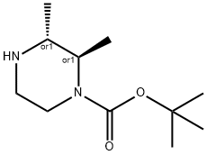 1-Piperazinecarboxylic acid, 2,3-dimethyl-, 1,1-dimethylethyl ester, (2R,3R)-rel- Struktur