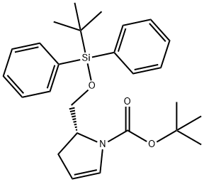 1H-Pyrrole-1-carboxylic acid, 2-[[[(1,1-dimethylethyl)diphenylsilyl]oxy]methyl]-2,3-dihydro-, 1,1-dimethylethyl ester, (2R)- 化学構造式