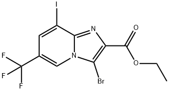 Imidazo[1,2-a]pyridine-2-carboxylic acid, 3-bromo-8-iodo-6-(trifluoromethyl)-, ethyl ester Structure