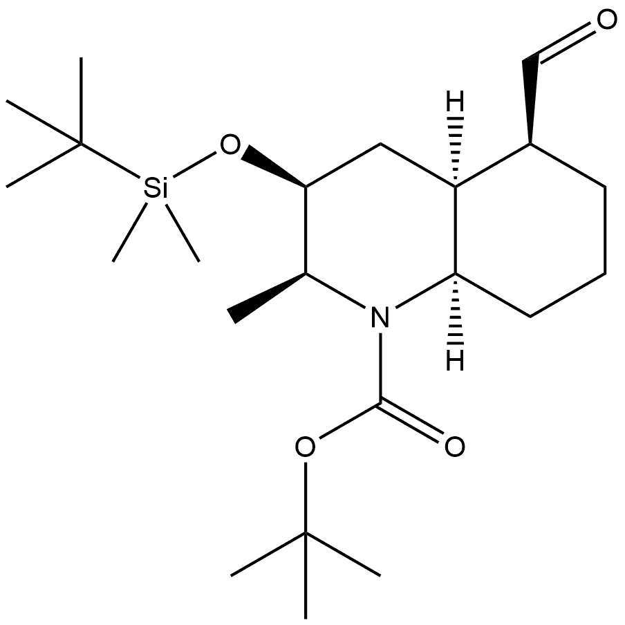 tert-Butyl (2S,3S,4aS,5S,8aR)-3-((tert-butyldimethylsilyl)oxy)-5-formyl-2-methyloctahydroquinoline-1(2H)-carboxylate Struktur