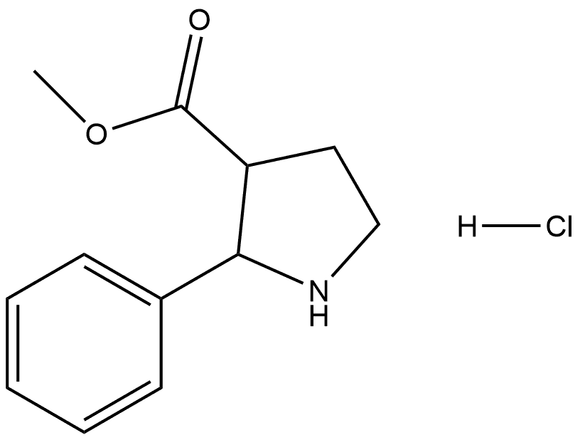 3-Pyrrolidinecarboxylic acid, 2-phenyl-, methyl ester, hydrochloride (1:1) 结构式