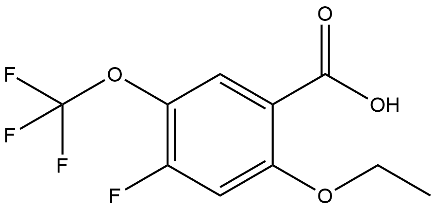 2-Ethoxy-4-fluoro-5-(trifluoromethoxy)benzoic acid,2703850-37-5,结构式