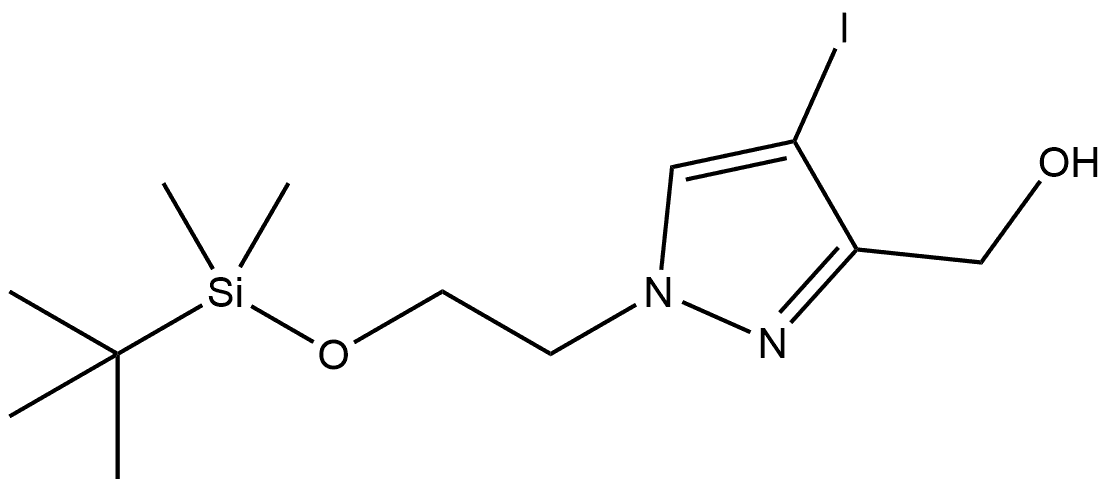 (1-{2-[(tert-butyldimethylsilyl)oxy]ethyl}-4-iodo-1H-pyrazol-3-yl)methanol Struktur