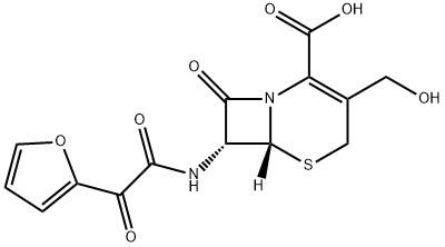 5-Thia-1-azabicyclo[4.2.0]oct-2-ene-2-carboxylic acid, 7-[[2-(2-furanyl)-2-oxoacetyl]amino]-3-(hydroxymethyl)-8-oxo-, (6R,7R)- Struktur