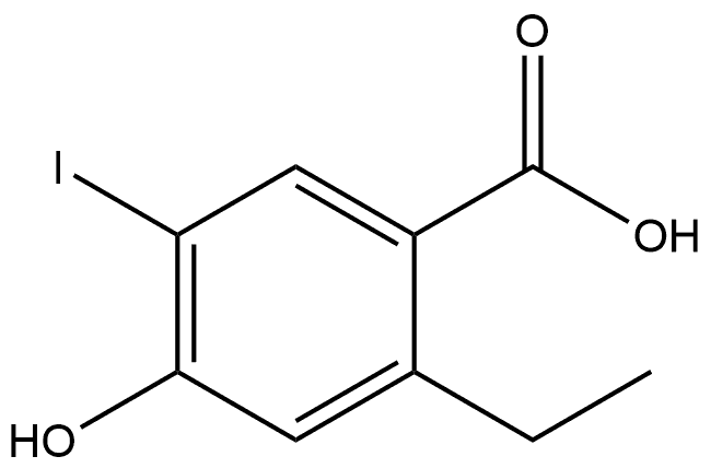 2-Ethyl-4-hydroxy-5-iodobenzoic acid Struktur